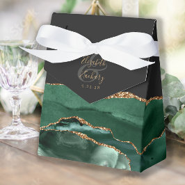 Caja Para Regalos Geoda de Ágata Moderna Esmeralda Verde Oro Oscuro