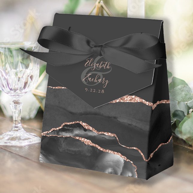 Caja Para Regalos Geoda de Ágata Moderna Rosa de Oro Negro (Subido por el creador)