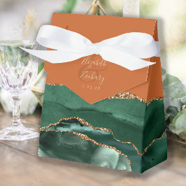 Caja Para Regalos Geoda de Ágata Moderna Verde Esmeralda Oro Oxidado
