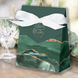 Caja Para Regalos Geoda de Ágata Verde Esmeralda Moderno Dorado