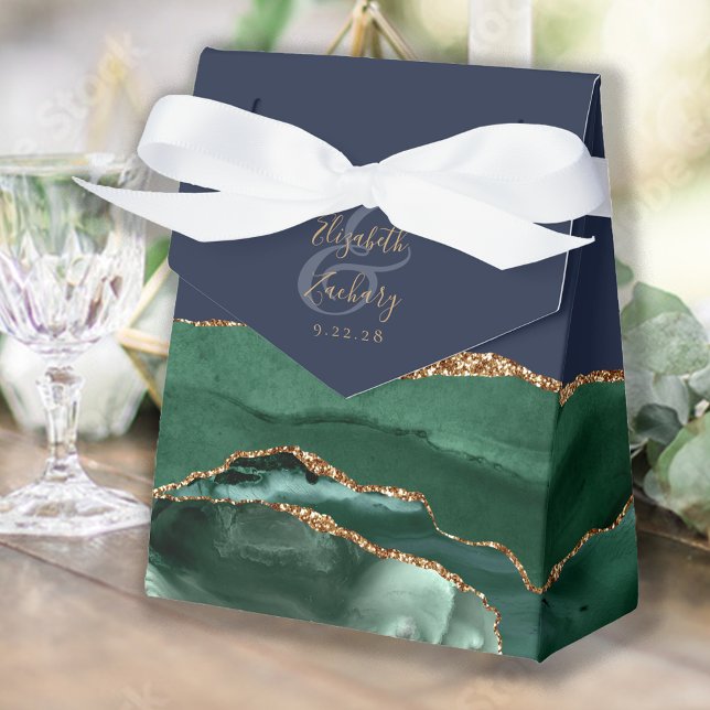 Caja Para Regalos Geode moderno oro verde esmeralda marina azul (Subido por el creador)