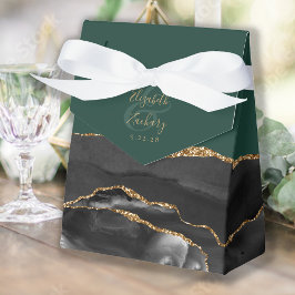 Caja Para Regalos Geode moderno verde esmeralda de oro negro