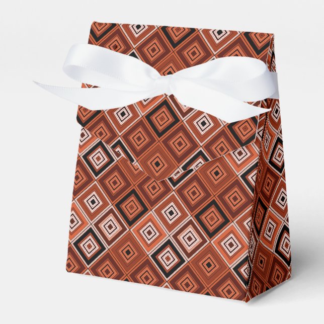 Caja Para Regalos Geometría étnica patchwork marrón naranja  (Front Side)