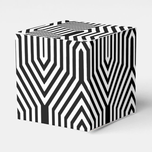 Caja Para Regalos Geométrica Art Deco - blanco y negro (Costado Anverso)
