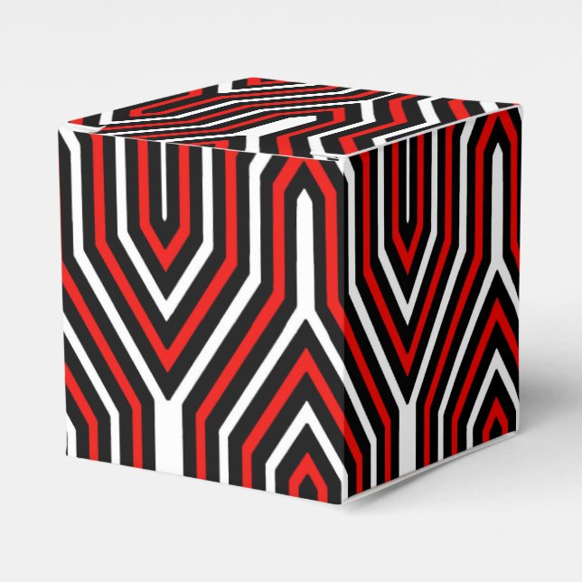Caja Para Regalos Geométrica Art Deco - rojo, negro y blanco (Costado Anverso)