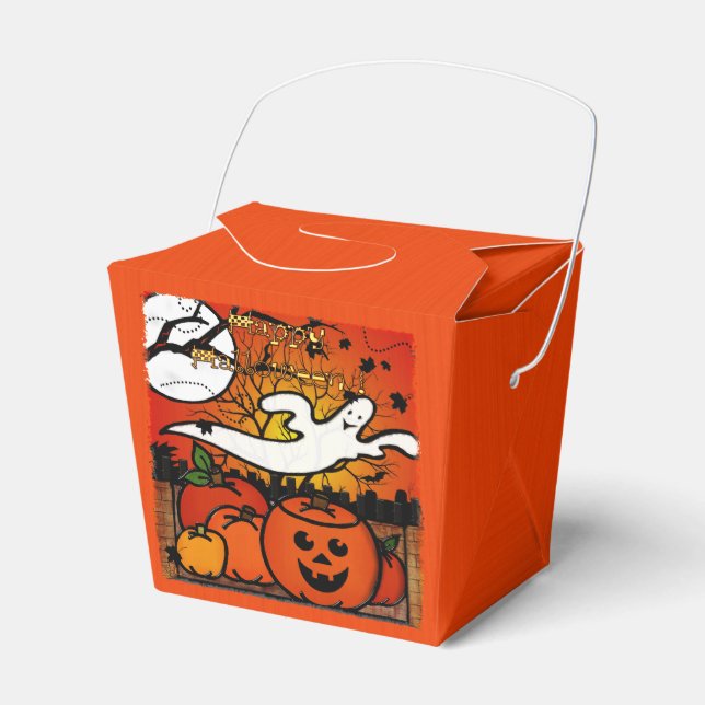 Caja Para Regalos Ghostie Whimsical Halloween TRICK O FIESTA DE TRAT (Front Side)