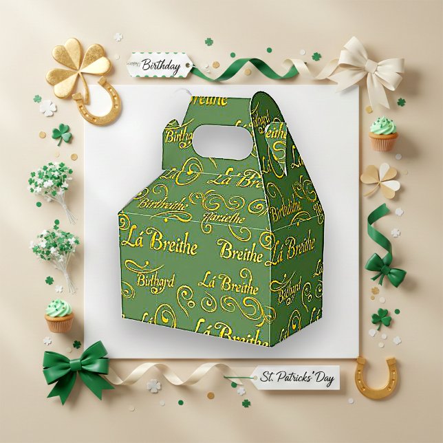 Caja Para Regalos Gilded Gaelic Birthday Sage St. Patrick's Pattern (Subido por el creador)