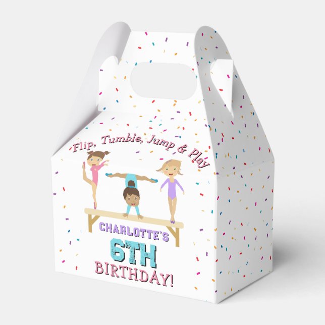 Caja Para Regalos Gimnasia Niños Chica Fiesta de Cumpleaños Tema (Front Side)