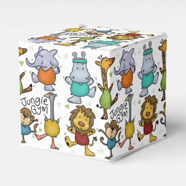 Caja Para Regalos Gimnasio de la jungla Ejerciendo Animales (Costado Anverso)
