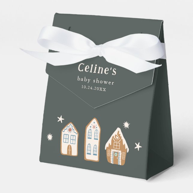 Caja Para Regalos Gingerbread House Boy Baby Shower Favor Boxes (Front Side)