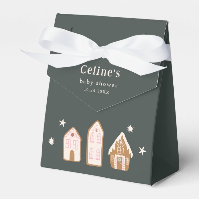 Caja Para Regalos Gingerbread House Girl Baby Shower Favor Boxes (Front Side)