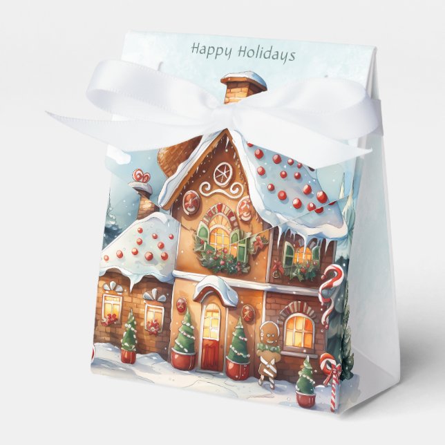 Caja Para Regalos Gingerbread House Navidades Holiday Box (Front Side)