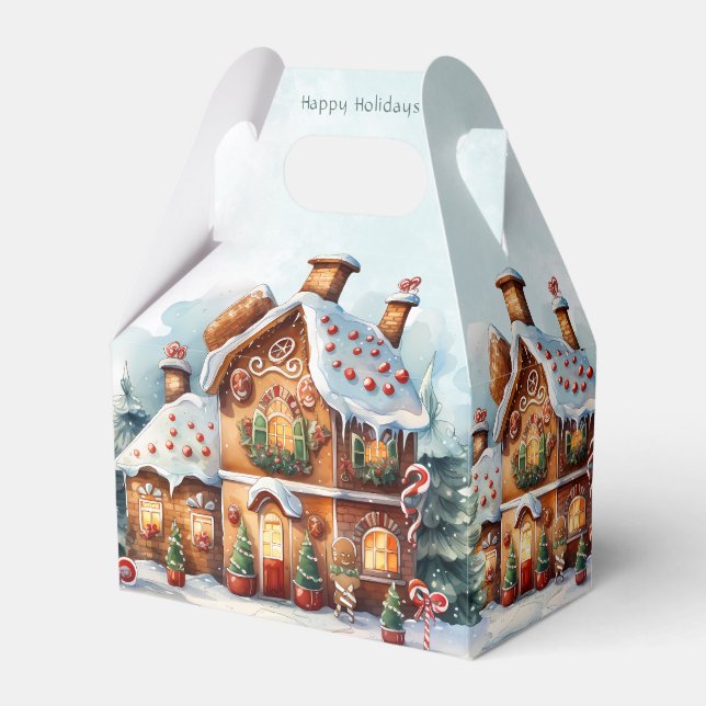 Caja Para Regalos Gingerbread House Navidades Holiday Box (Front Side)