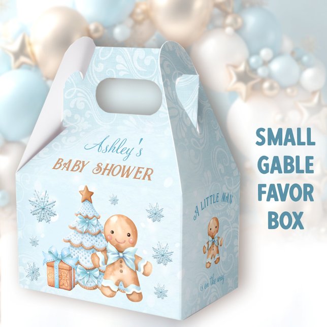 Caja Para Regalos Gingerbread Man Navidades Baby Shower Gable (Gingerbread Man Small Gable Favor Boxes - You can choose from 3 sizes of these gable favor boxes)