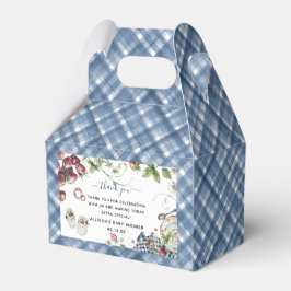 Caja Para Regalos Gingham Azul | Baby Shower de picnic de verano
