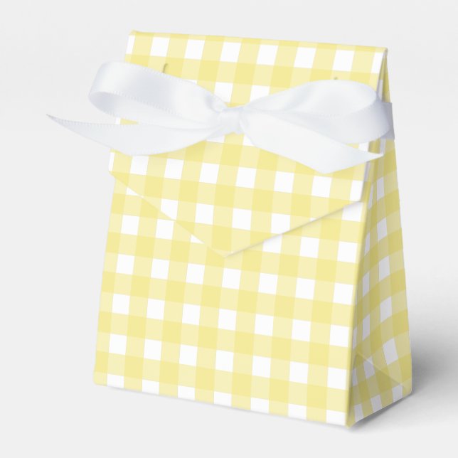 Caja Para Regalos Gingham blanco y amarillo pálido (Front Side)