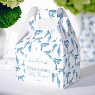 Caja Para Regalos Girafa de toile azul Safari ducha bebé monogramada