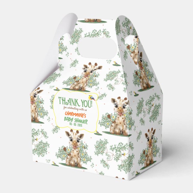 Caja Para Regalos Giraffe Bird Safari Neutral Baby Shower (Front Side)