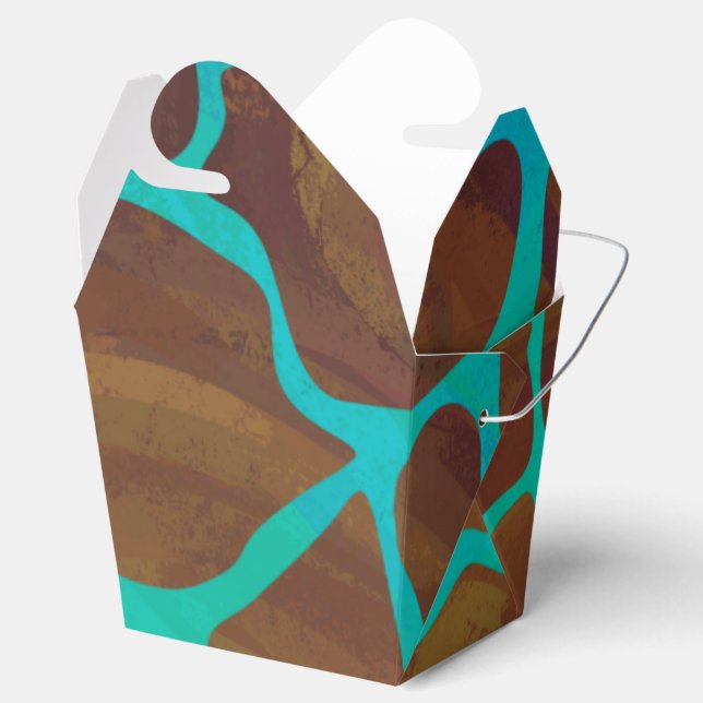 Caja Para Regalos Giraffe Brown y la impresión Verde azulada (Abierto)