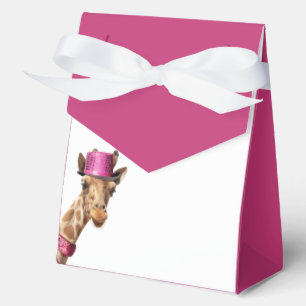 Caja Para Regalos Giraffe en gorra rosa brillante