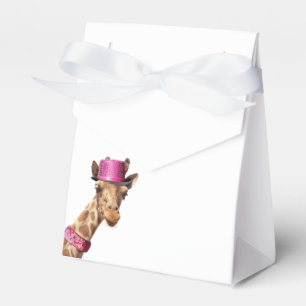 Caja Para Regalos Giraffe en gorra rosa brillante