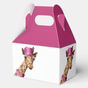Caja Para Regalos Giraffe en gorra rosa brillante