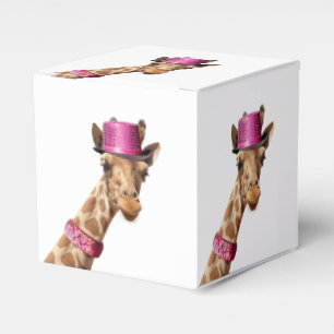 Caja Para Regalos Giraffe en gorra rosa brillante