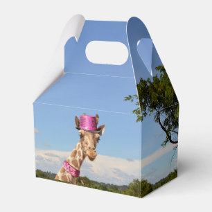 Caja Para Regalos Giraffe en gorra rosa brillante
