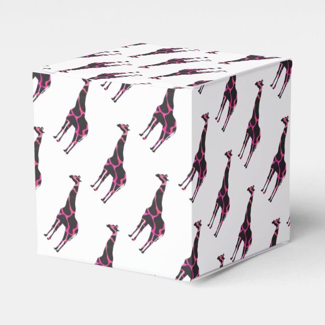 Caja Para Regalos Giraffe Hot Pink and Black Silhouette (Costado Anverso)