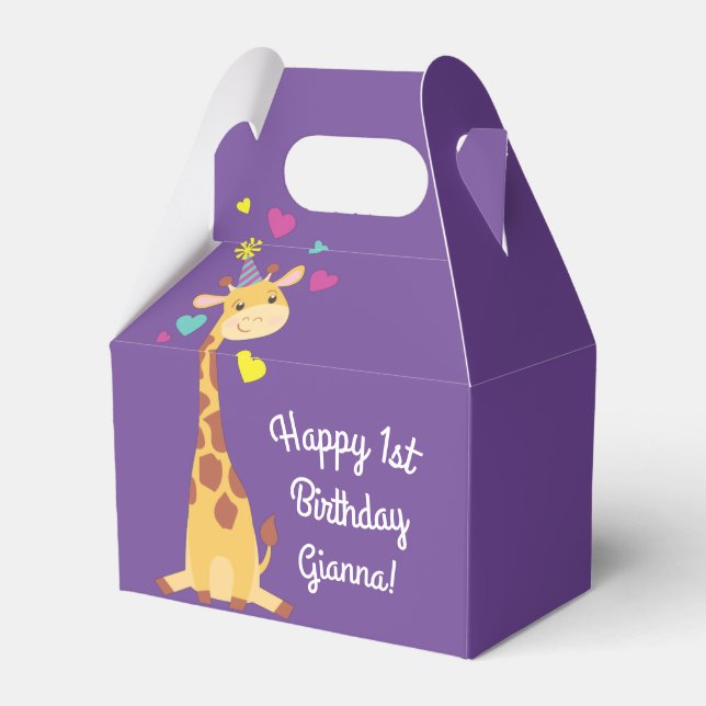 Caja Para Regalos Giraffe Kids Birthday Fiesta Cute (Reverso)