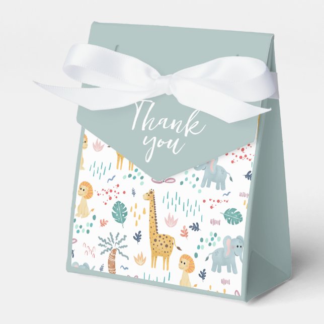 Caja Para Regalos Giraffe y el elefante Safari Baby Shower (Front Side)