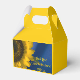 Caja Para Regalos Girasol amarillo en Boda azul