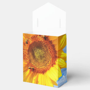Caja Para Regalos Girasol amarillo y abejas en el cielo azul - Día d