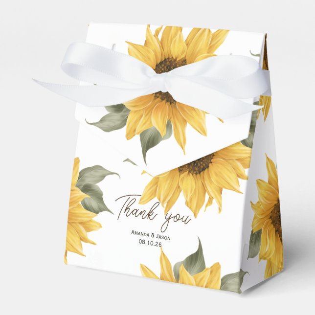 Caja Para Regalos Girasol, boda de otoño rústica (Front Side)