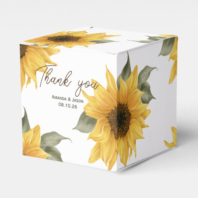 Caja Para Regalos Girasol ruso, boda de otoño (Costado Anverso)