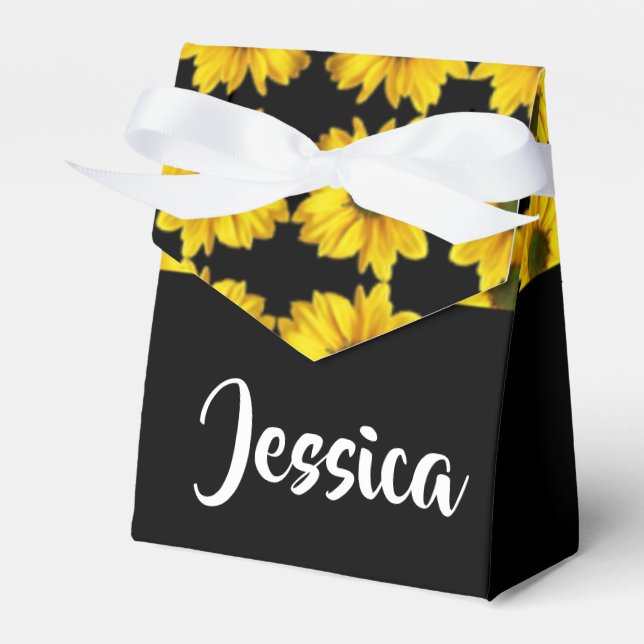 Caja Para Regalos girasoles amarillos en negro (Front Side)