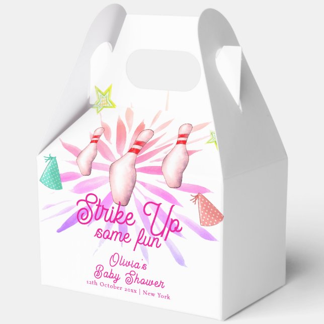 Caja Para Regalos Girl Strike Up Bowling Sport Party Baby Shower (Anverso)
