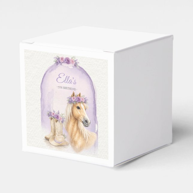 Caja Para Regalos Girls Purple Floral Horse Birthday (Costado Anverso)