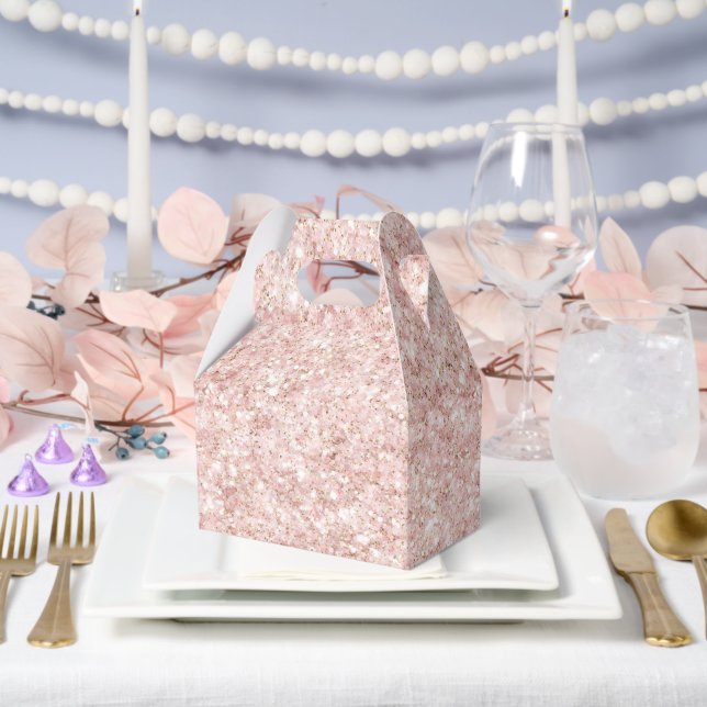 Caja Para Regalos Girly Blush Pink Glitter (Boda)