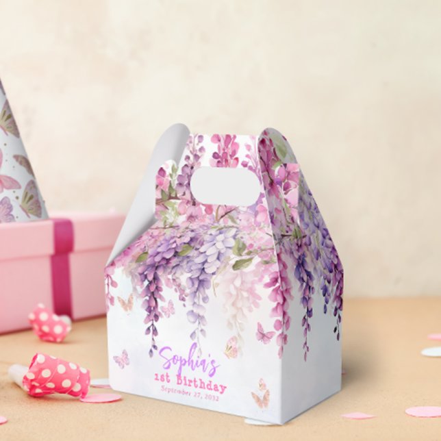 Caja Para Regalos Girly Floral Wisteria Mariposa Niños Cumpleaños (Subido por el creador)