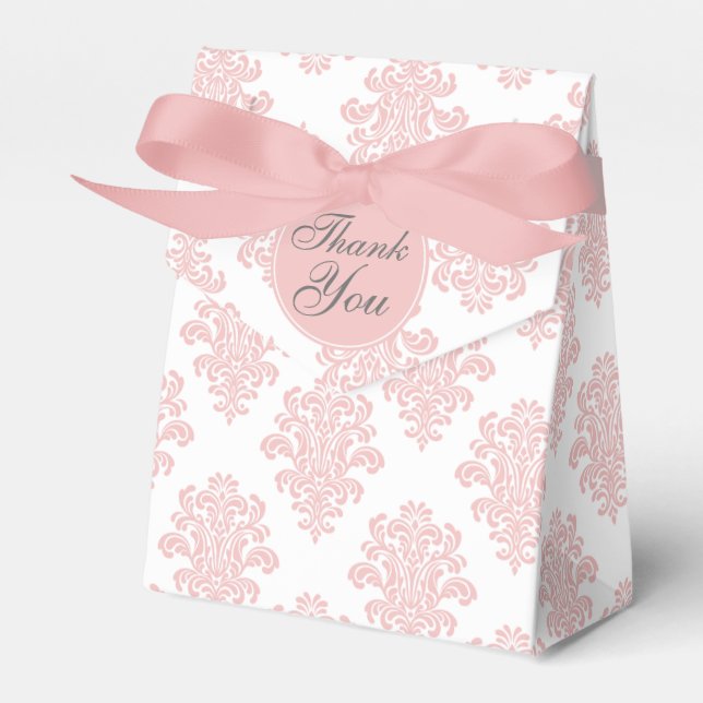 Caja Para Regalos Girly Pink Damask Personalizado (Front Side)