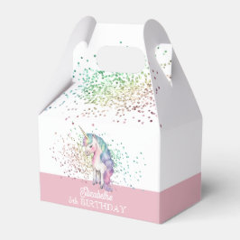 Caja Para Regalos Girly Rainbow Purpurina Magnífico Unicornio Cumple