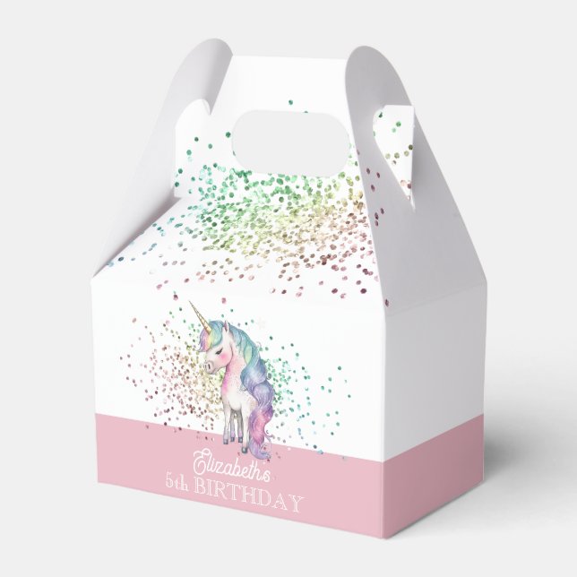 Caja Para Regalos Girly Rainbow Purpurina Magnífico Unicornio Cumple (Front Side)