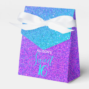 Caja Para Regalos Girly Sweet 16 Verde azulado Purpurina Fiesta de n