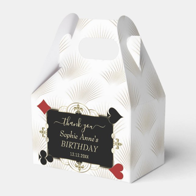 Caja Para Regalos Glam Gold White Black Art Deco Cumpleaños (Front Side)