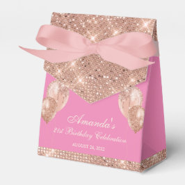 Caja Para Regalos Glam personalizable esmeralda rosa y oro rosa