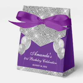 Caja Para Regalos Glam personalizable morado y plata