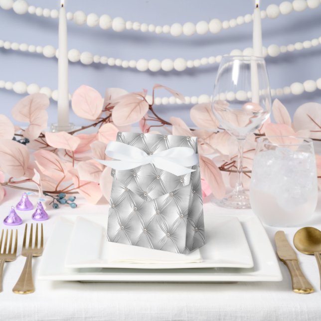 Caja Para Regalos Glam Soft Gray Faux Velvet de lujo (Boda)