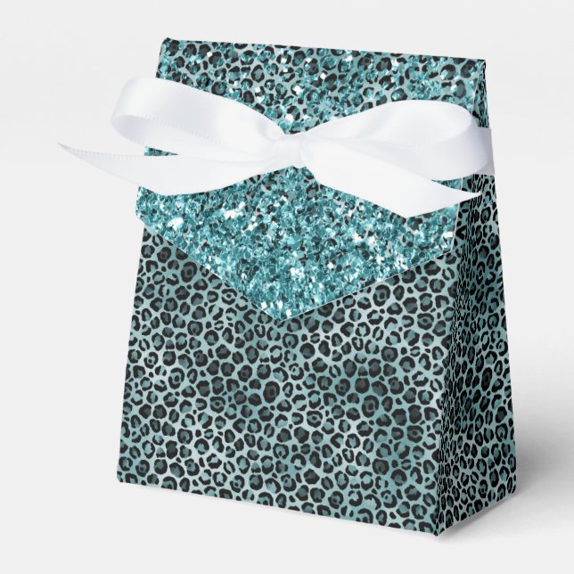 Caja Para Regalos Glam Turquoise Verde azulado Leopardo azul Purpuri (Front Side)