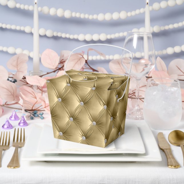 Caja Para Regalos Glam Warm Gold Faux Velvet (Boda)